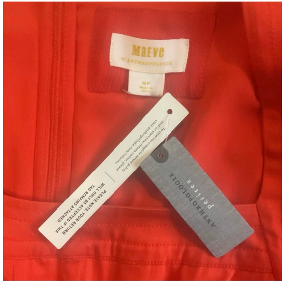 Maeve Anthropologie Polka Dot Mini Dress Red Orange Petite M NWT - Picture 8 of 16